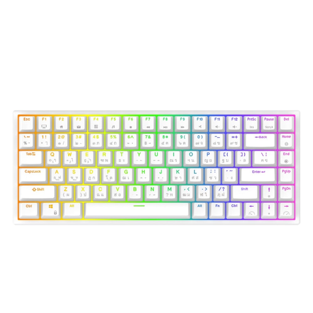 คีย์บอร์ดเกมมิ่ง Royal Kludge Gaming RK84 White Wireless Mechanical Keyboard Brown Switch