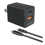 AMAZINGthing Wall USB Charger 1 USB-A (QC3.0A) / 1 USB-C (PD18W) Fast Charge (US) + Lightning to USB-C Cable Black