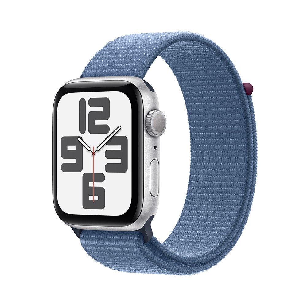 Apple Watch SE GPS 44mm Silver Aluminium Case with Winter Blue Sport Loop - 2nd Gen (New)