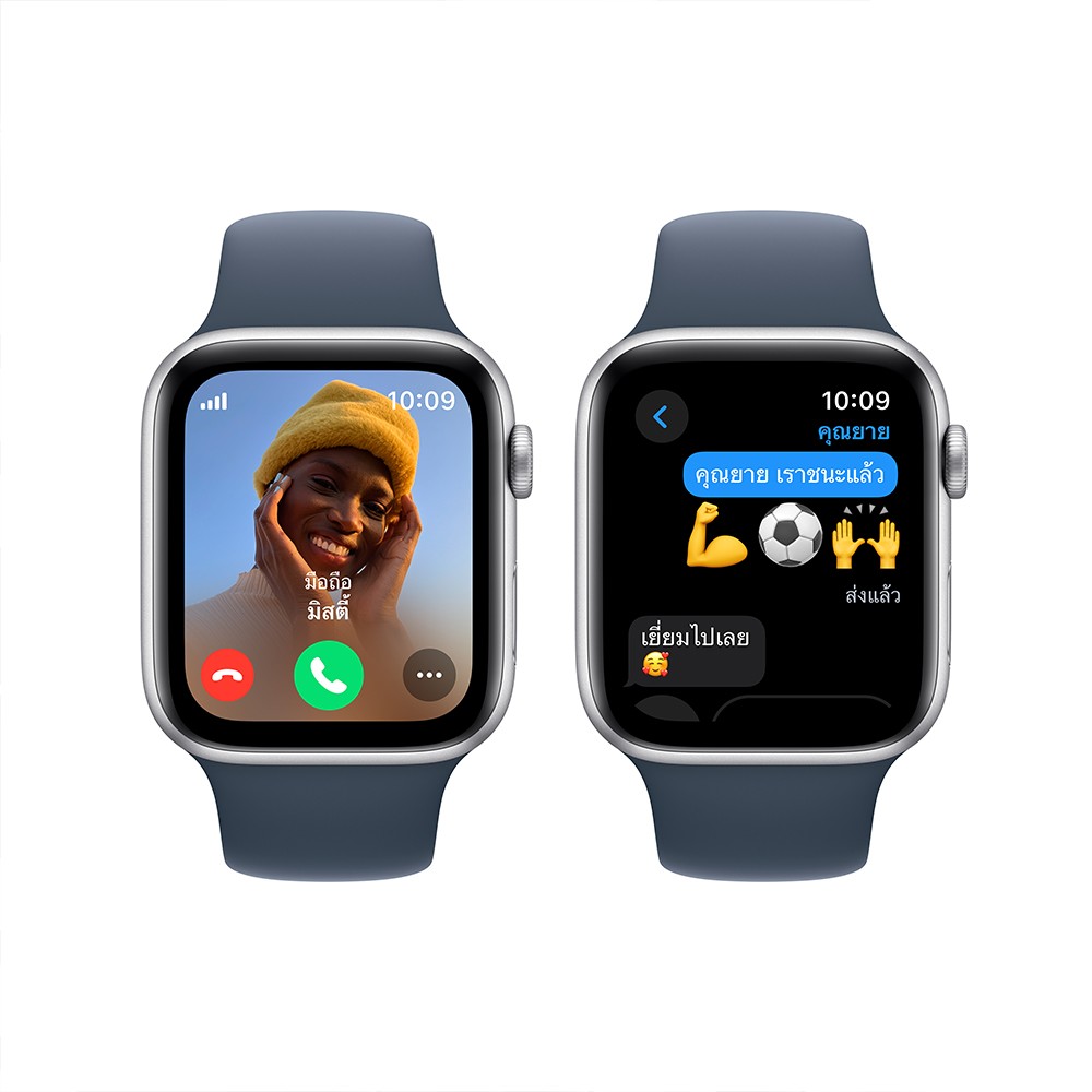 Apple Watch SE GPS + Cellular 44mm Silver Aluminium Case with Storm Blue Sport Band - M/L (2023)
