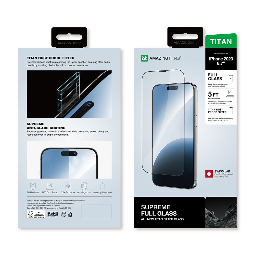 ฟิล์มกันรอย AMAZINGthing iPhone 15 Pro Max 3D Titan Full Glass