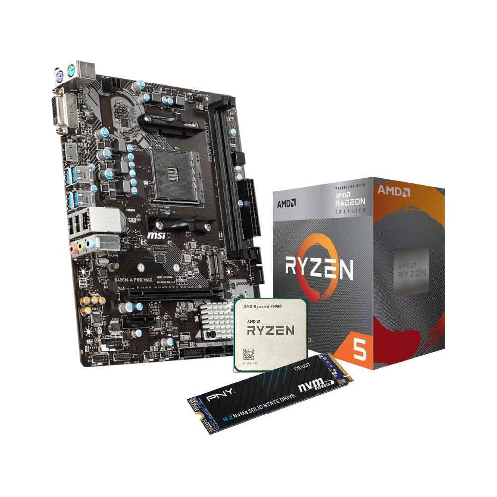 คอมโบแพ็คซีพียู AMD Combo Pack 2 - AMD Ryzen 5 4600G + MB B450 + SSD NVMe 256GB
