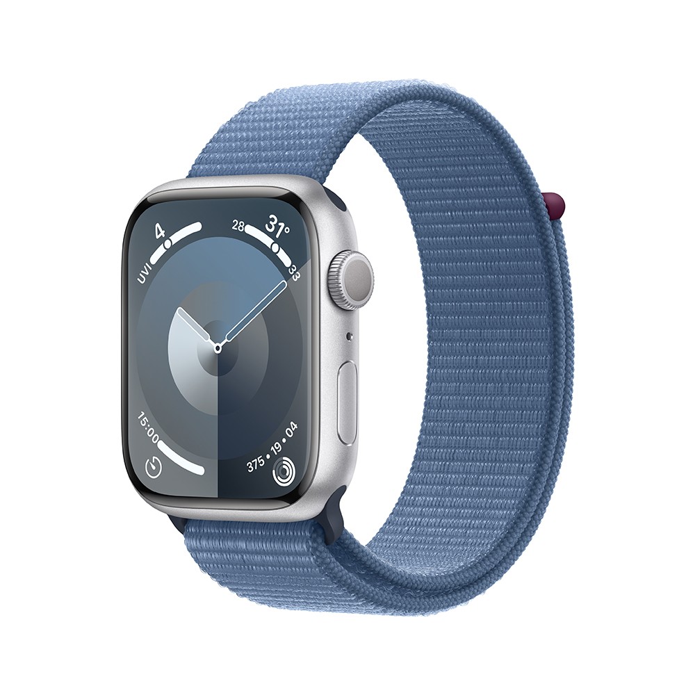 Apple Watch Series 9 GPS 45mm Silver Aluminium Case with Winter Blue Sport Loop