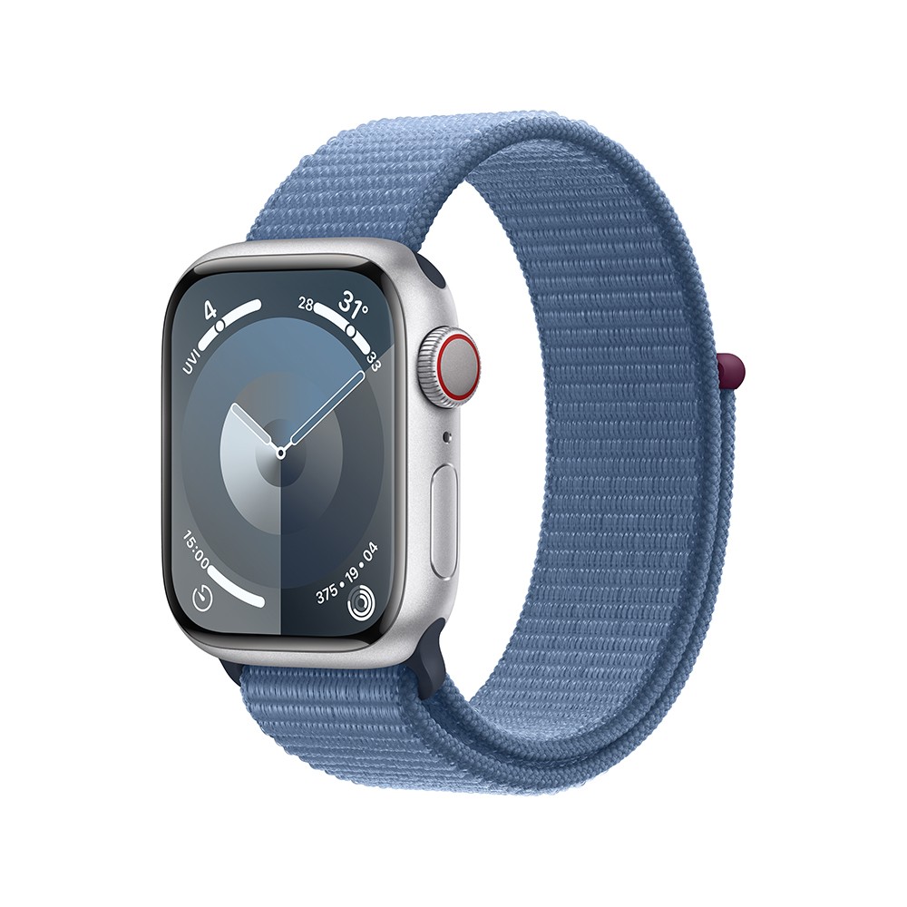 Apple Watch Series  9 GPS + Cellular 41mm Silver Aluminium Case with Winter Blue Sport Loop