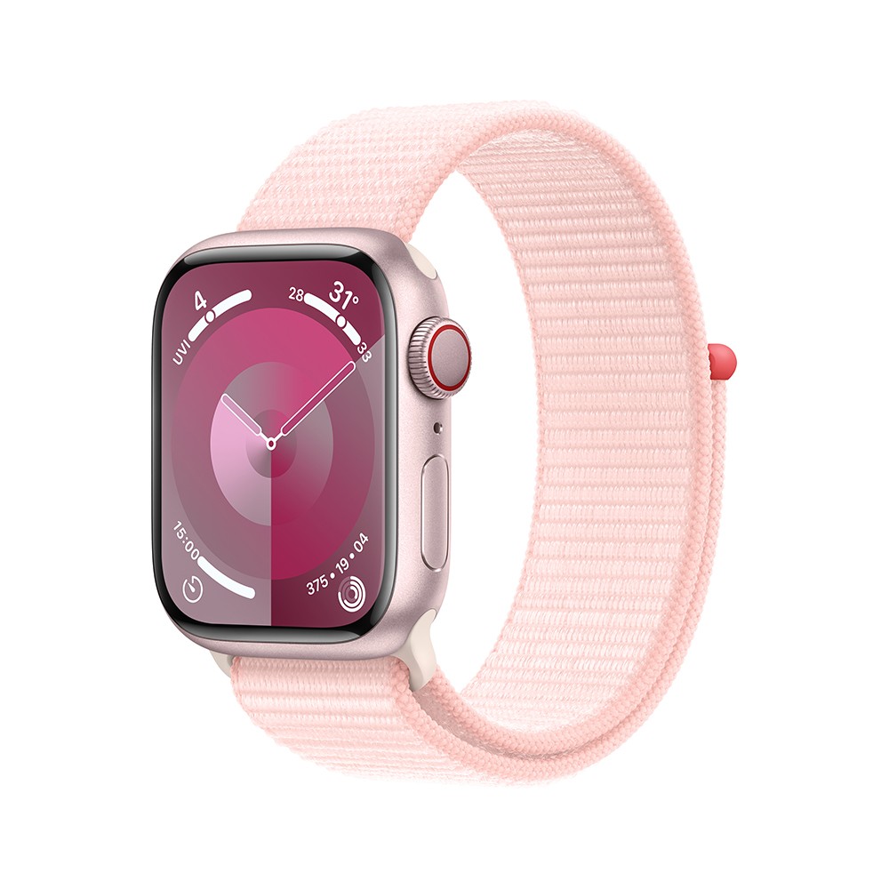 Apple Watch Series  9 GPS + Cellular 41mm Pink Aluminium Case with Light Pink Sport Loop