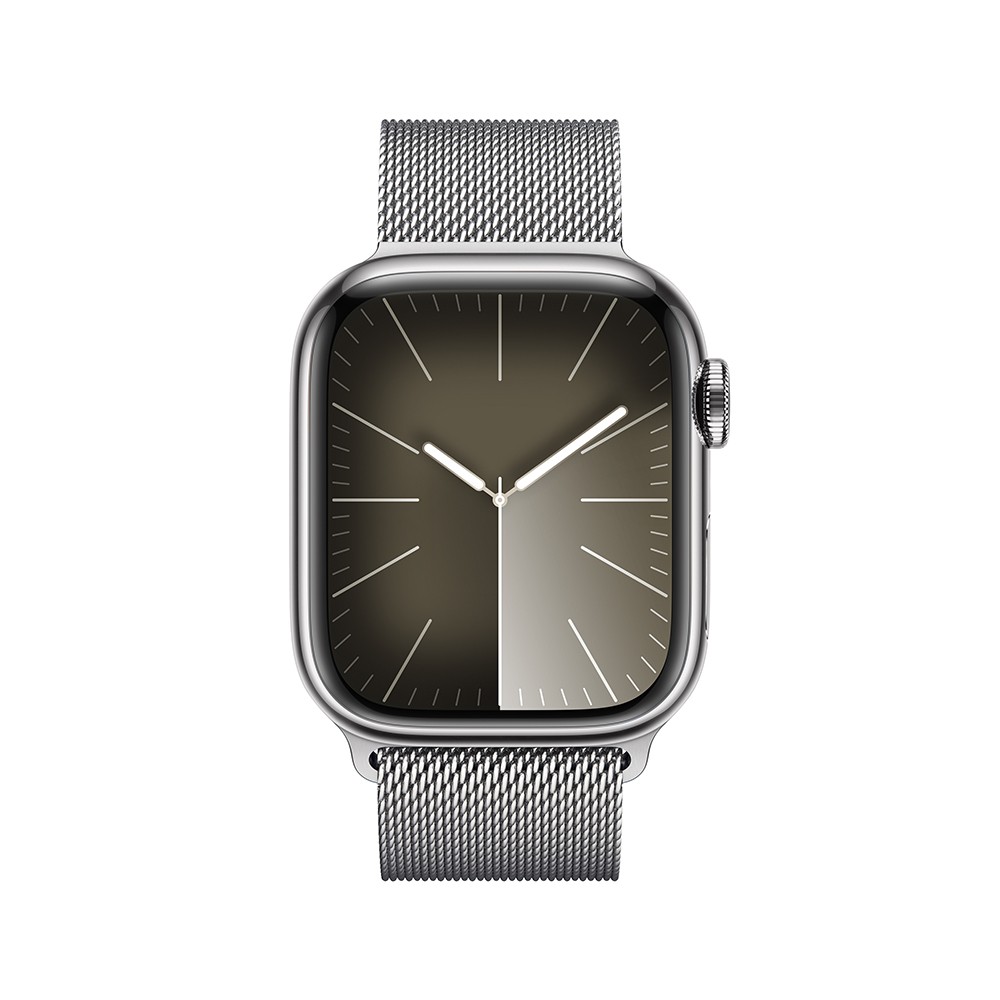 Apple Watch Series 9 GPS + Cellular 41mm Silver Stainless Steel Case with Silver Milanese Loop