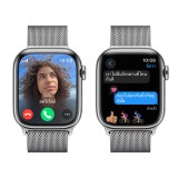 Apple Watch Series 9 GPS + Cellular 41mm Silver Stainless Steel Case with Silver Milanese Loop