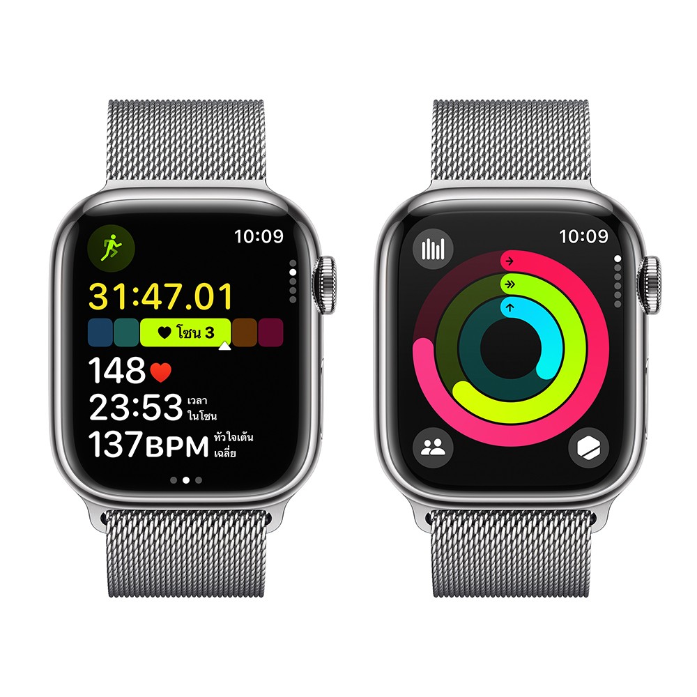 Apple Watch Series 9 GPS + Cellular 41mm Silver Stainless Steel Case with Silver Milanese Loop