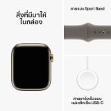 Apple Watch Series 9 GPS + Cellular 45mm Gold Stainless Steel Case with Clay Sport Band - S/M