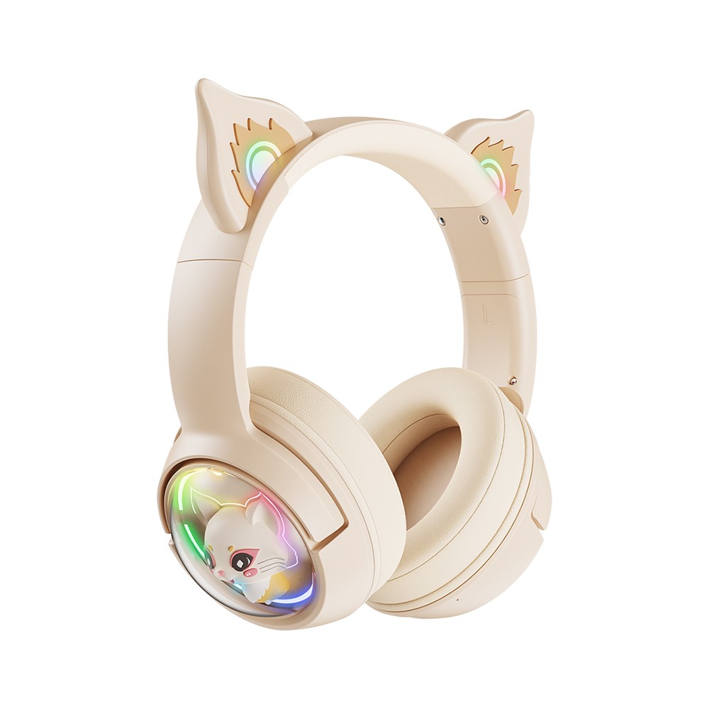หูฟังเกมมิ่ง Onikuma Gaming Headset Mew B5 RGB Cat Ear Bluetooth 5.0 Ivory