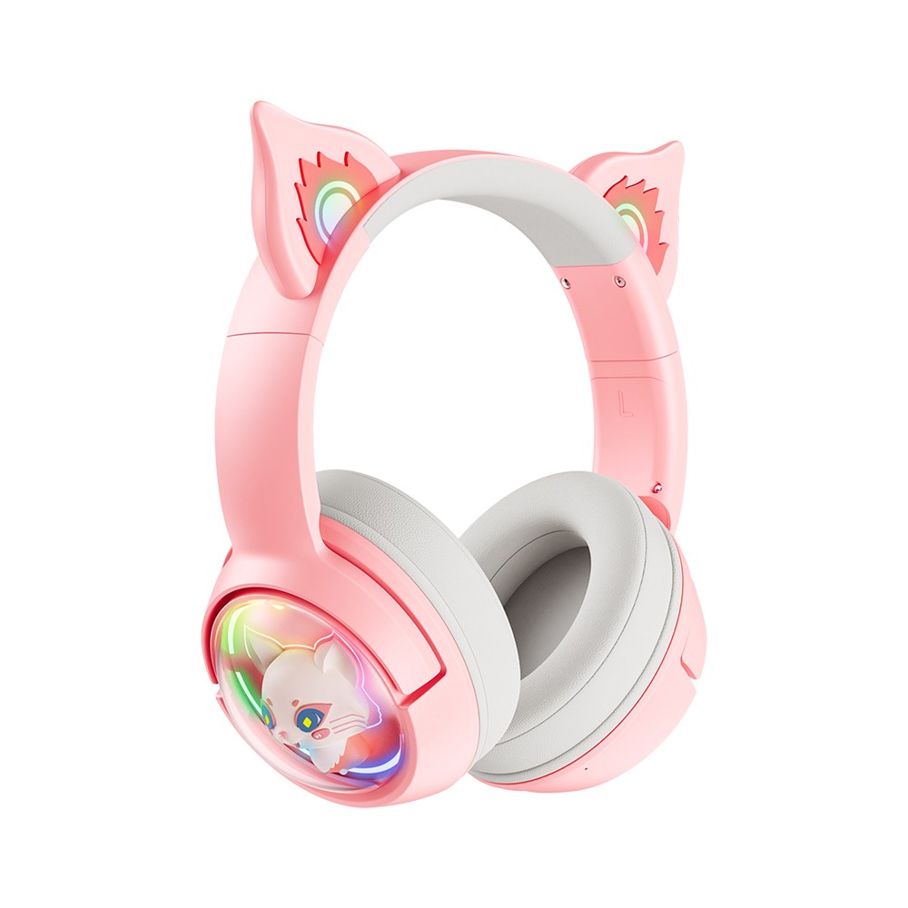 หูฟังเกมมิ่ง Onikuma Gaming Headset Mew B5 RGB Cat Ear Bluetooth 5.0 Pink
