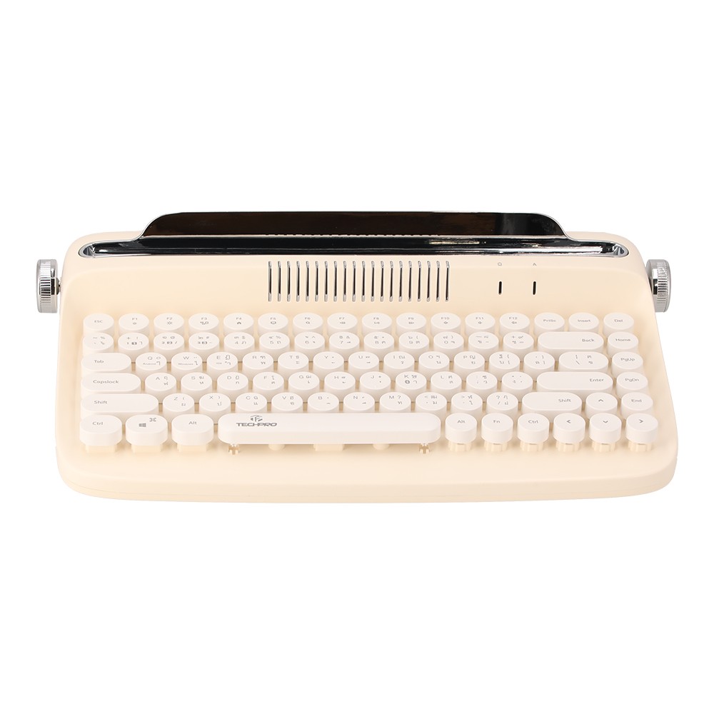 TECHPRO คีย์บอร์ดไร้สาย Retro Mini Bluetooth (84Keys) B303 - Ivory