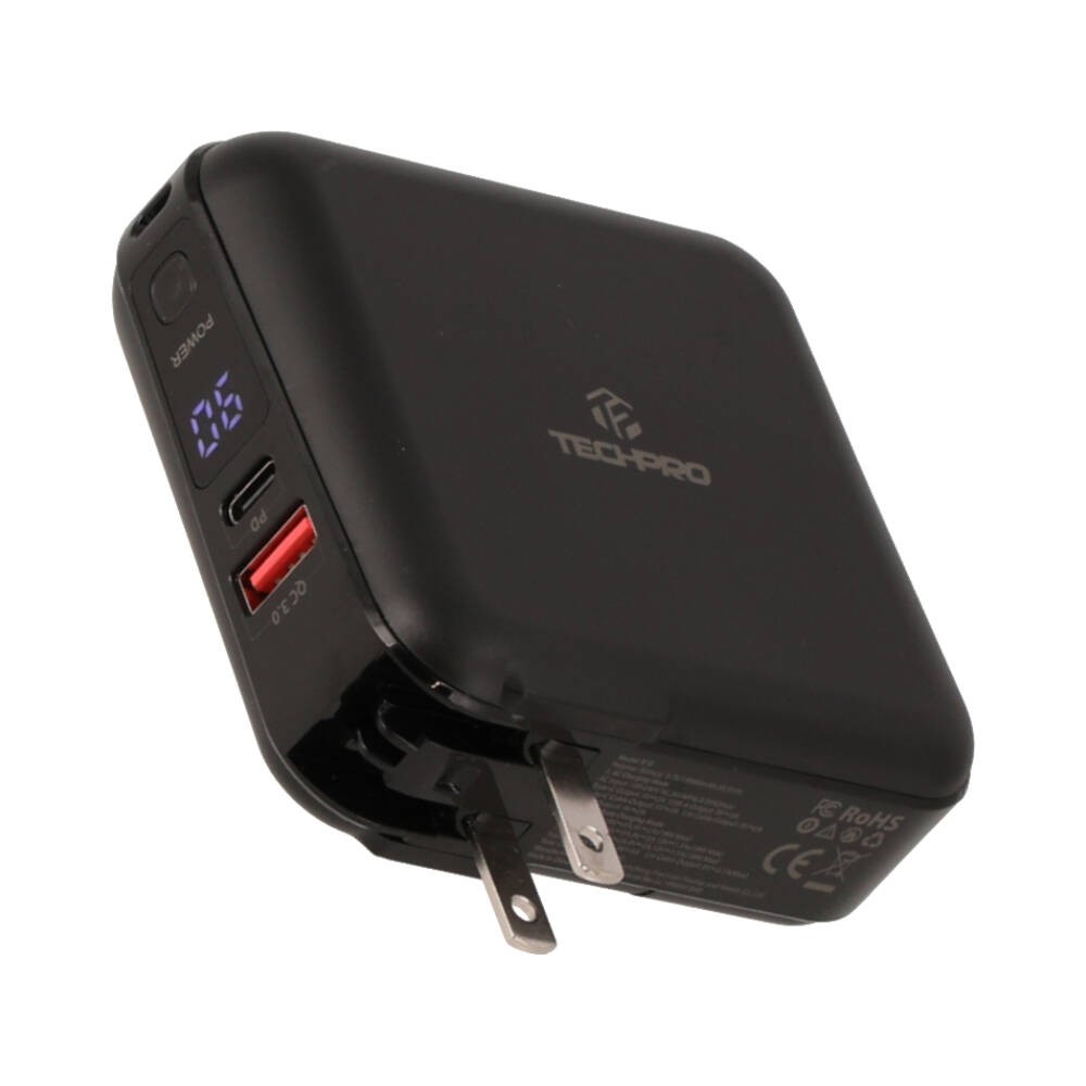 พาวเวอร์แบงค์ TECHPRO 15,000 mAh Built-in Cable BC19 Black