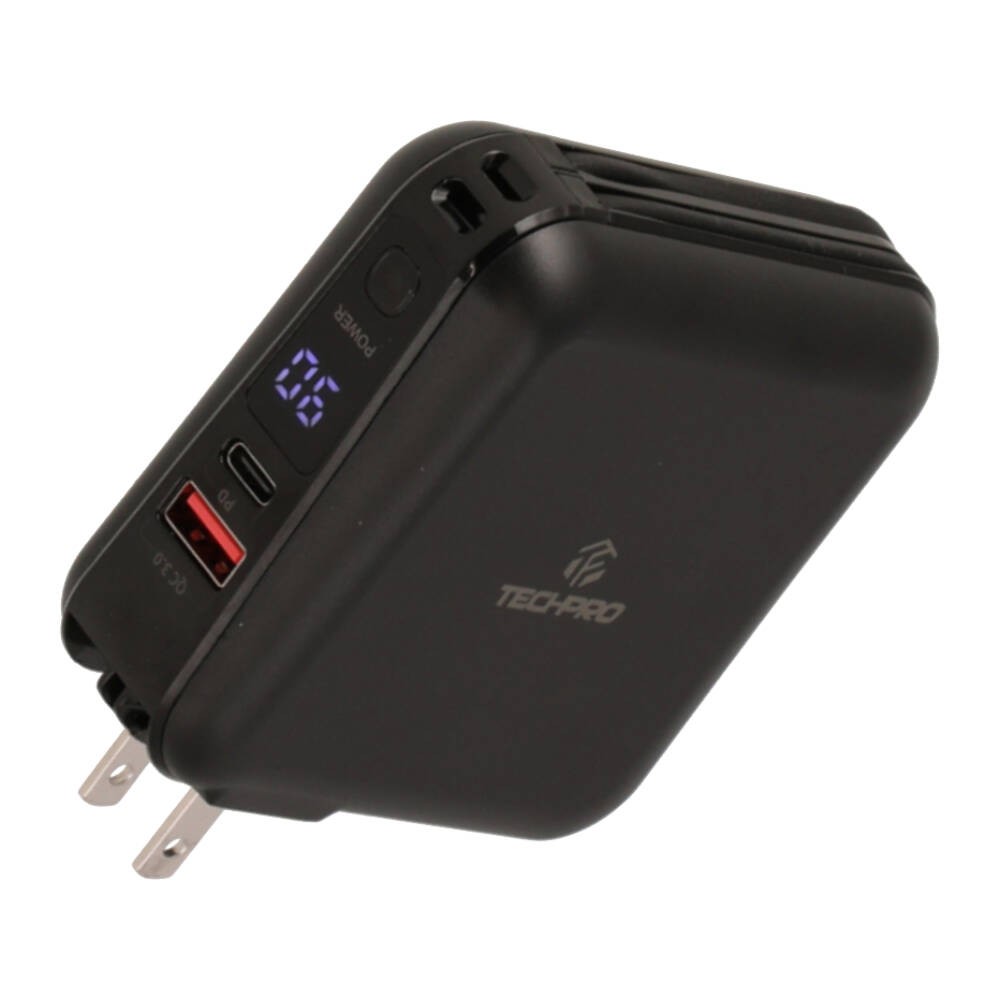 พาวเวอร์แบงค์ TECHPRO 15,000 mAh Built-in Cable BC19 Black