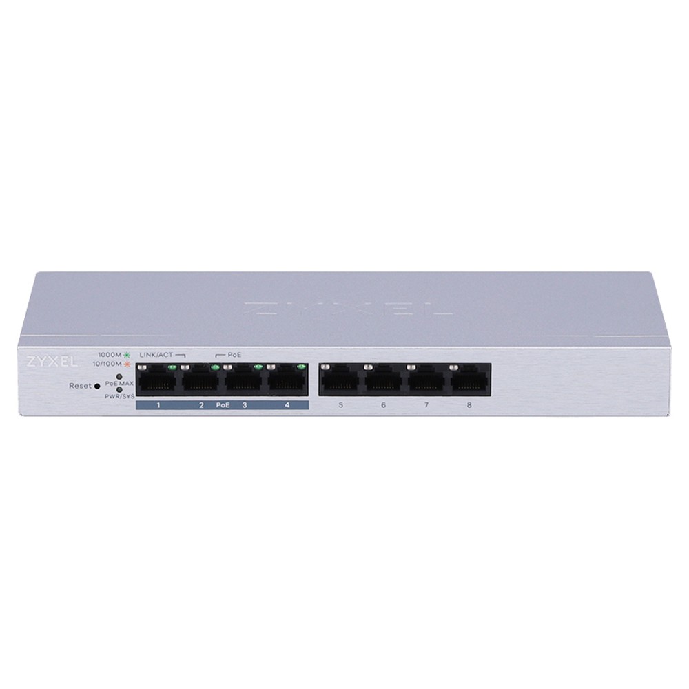 สวิตช์ฮับ Zyxel Network GS1200-8HP 8-Port Web Managed PoE Gigabit Switch v2