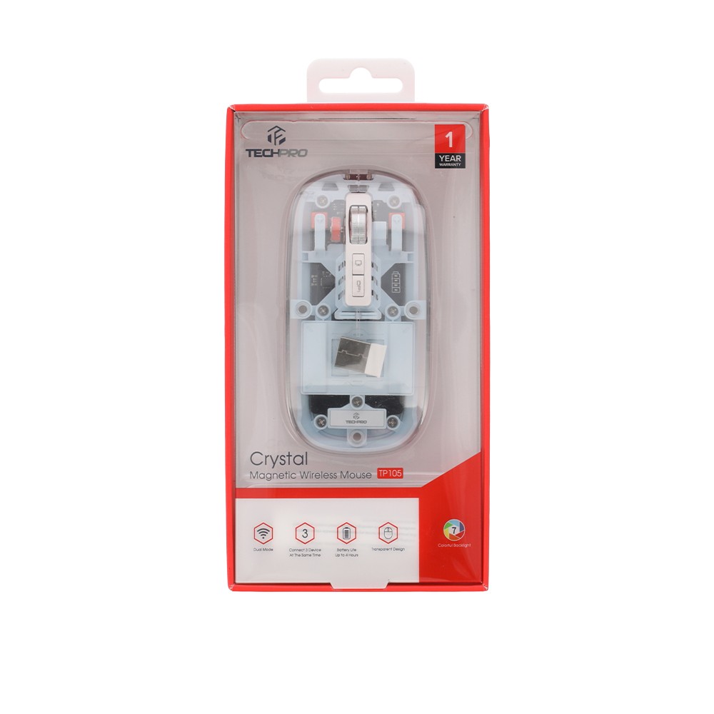 เมาส์ไร้สาย TECHPRO Crystal Magnetic Wireless mouse TP105 Blue
