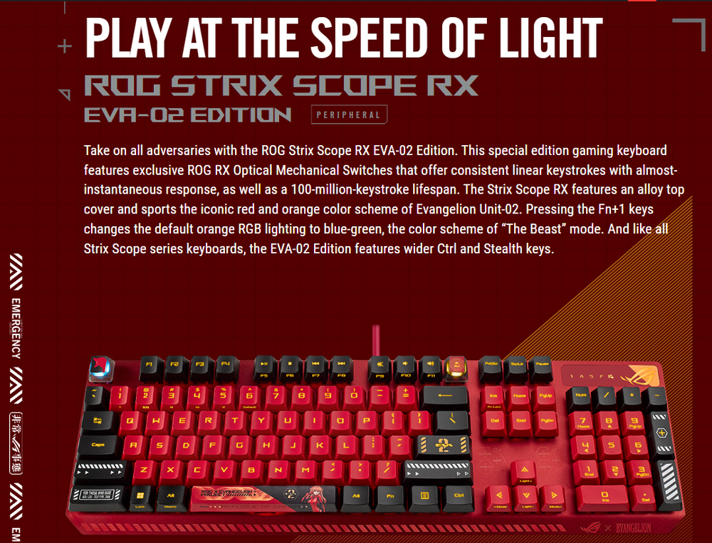 คีย์บอร์ดเกมมิ่ง Asus Rog Strix Scope RX EVA-02 Edition XA13