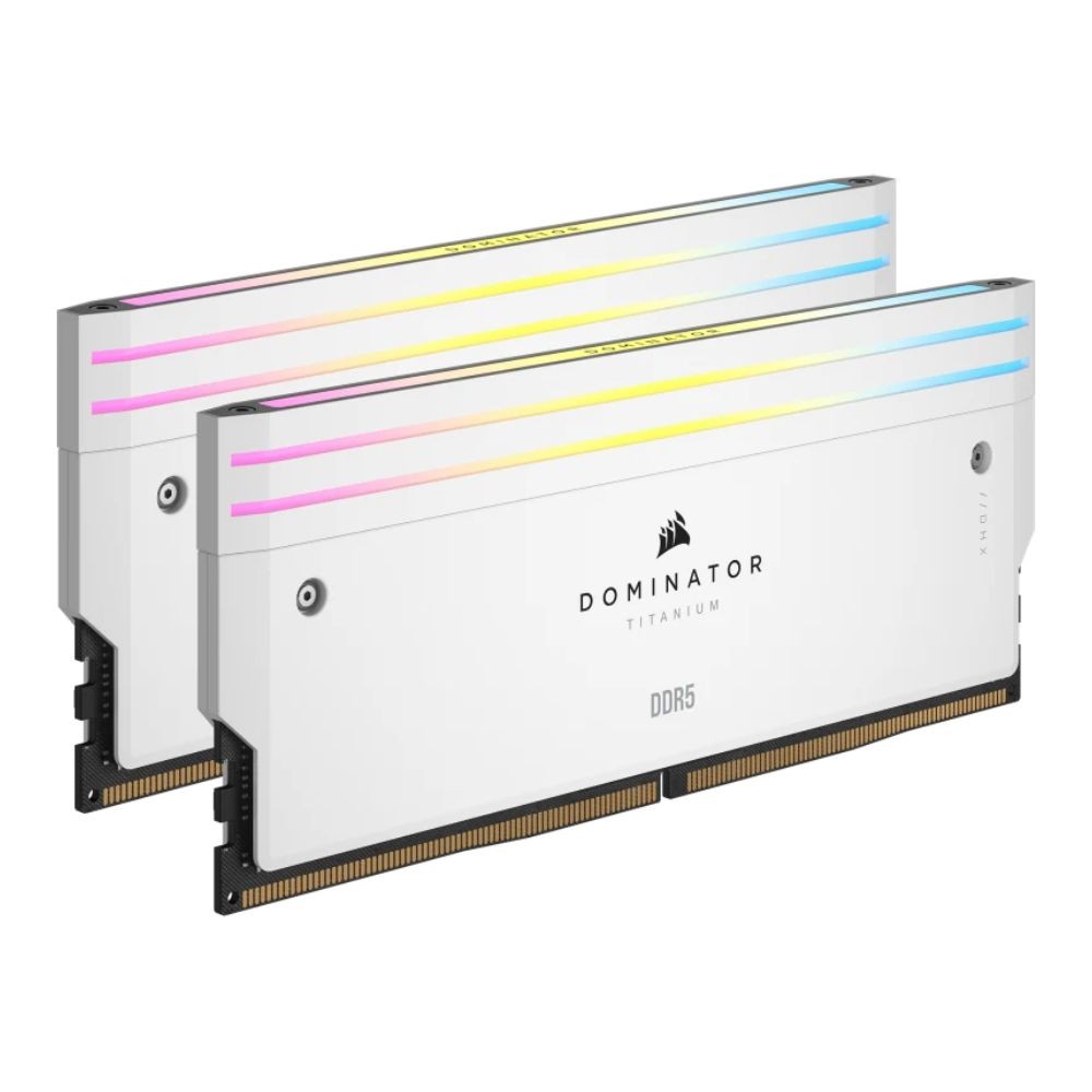 แรมพีซี Corsair DDR5 64GB/6400MHz.CL32 (2x32GB) Dominator Titanium RGB White (CMP64GX5M2B6400C32W)