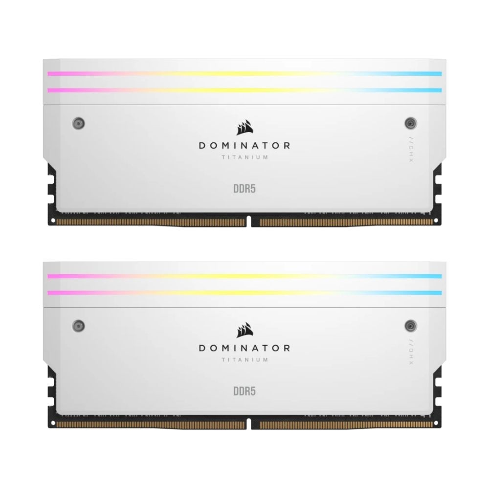 แรมพีซี Corsair DDR5 64GB/6400MHz.CL32 (2x32GB) Dominator Titanium RGB White (CMP64GX5M2B6400C32W)