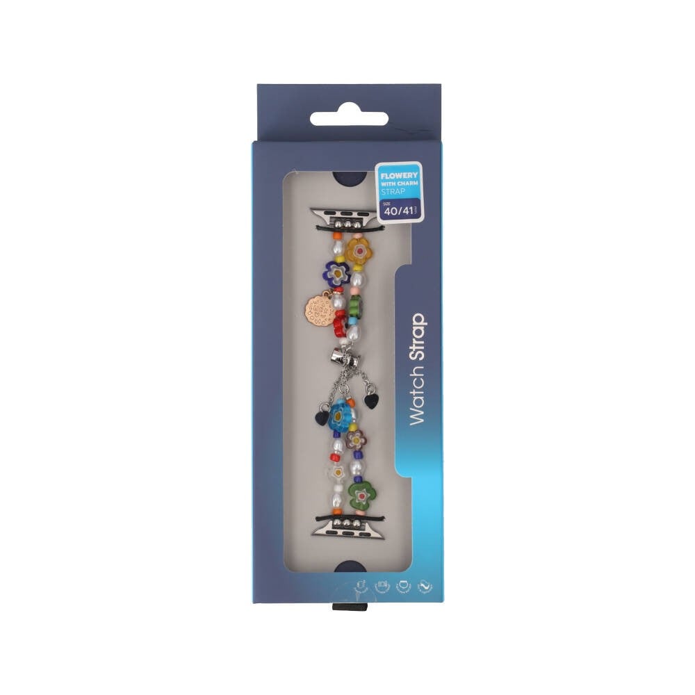 Blue Box สาย Apple Watch Strap Series 6,7,8,9,SE1,SE2 (40/41mm) Flowery with Charm