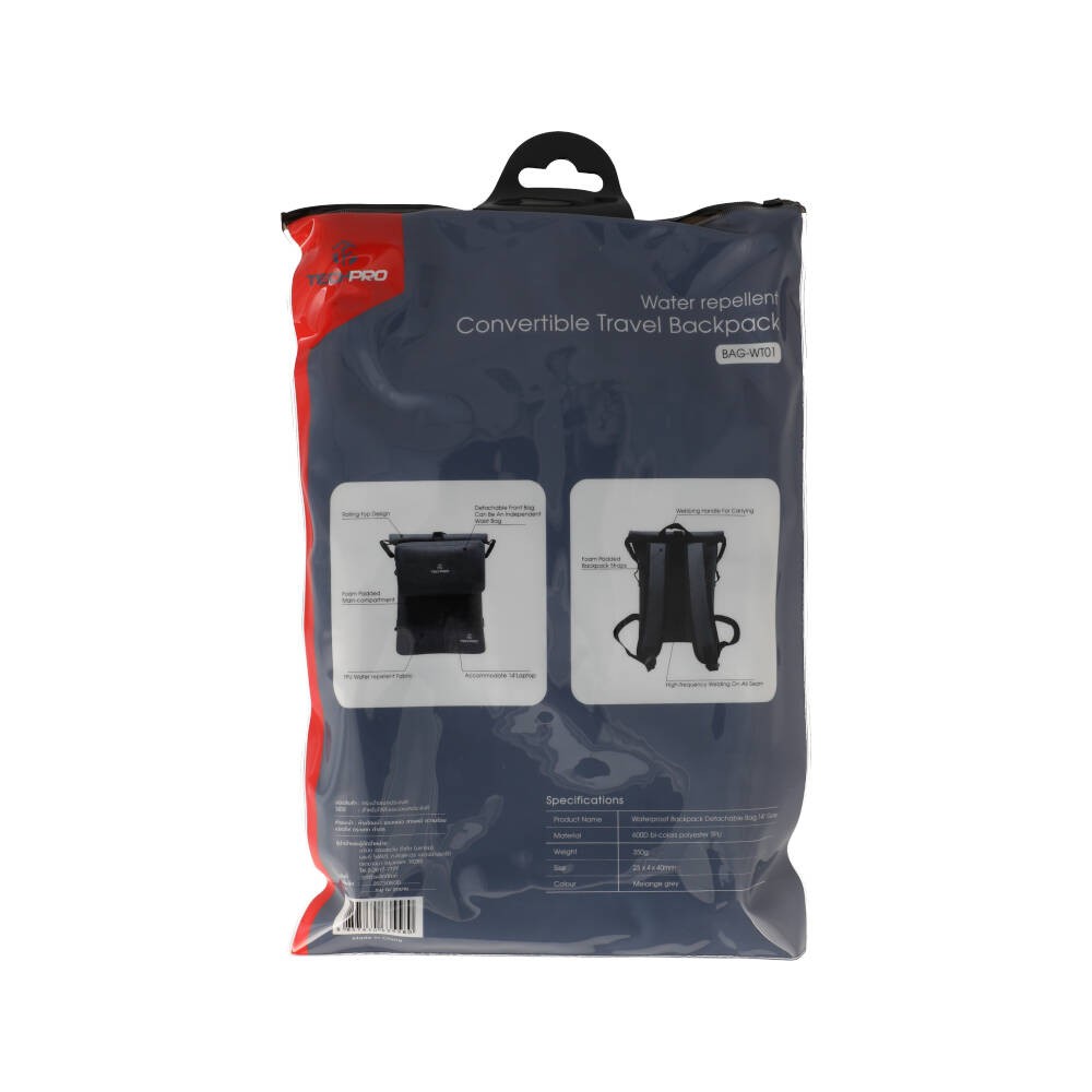 กระเป๋าโน๊ตบุ๊ค TECHPRO Waterproof Detachable 14 inch Grey
