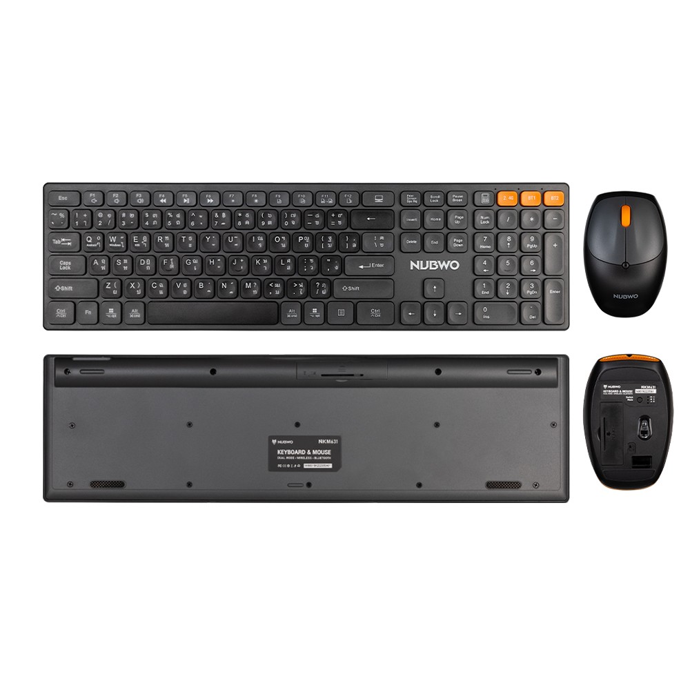 เมาส์และคีย์บอร์ดไร้สาย NUBWO Wireless Combo Set NKM631 Black (TH/EN)
