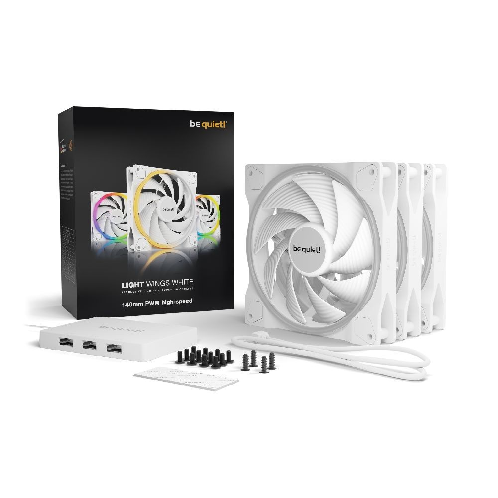 พัดลมคอม Be Quiet LIGHT WINGS 140mm PWM high-speed Triple-Pack (BL103) White