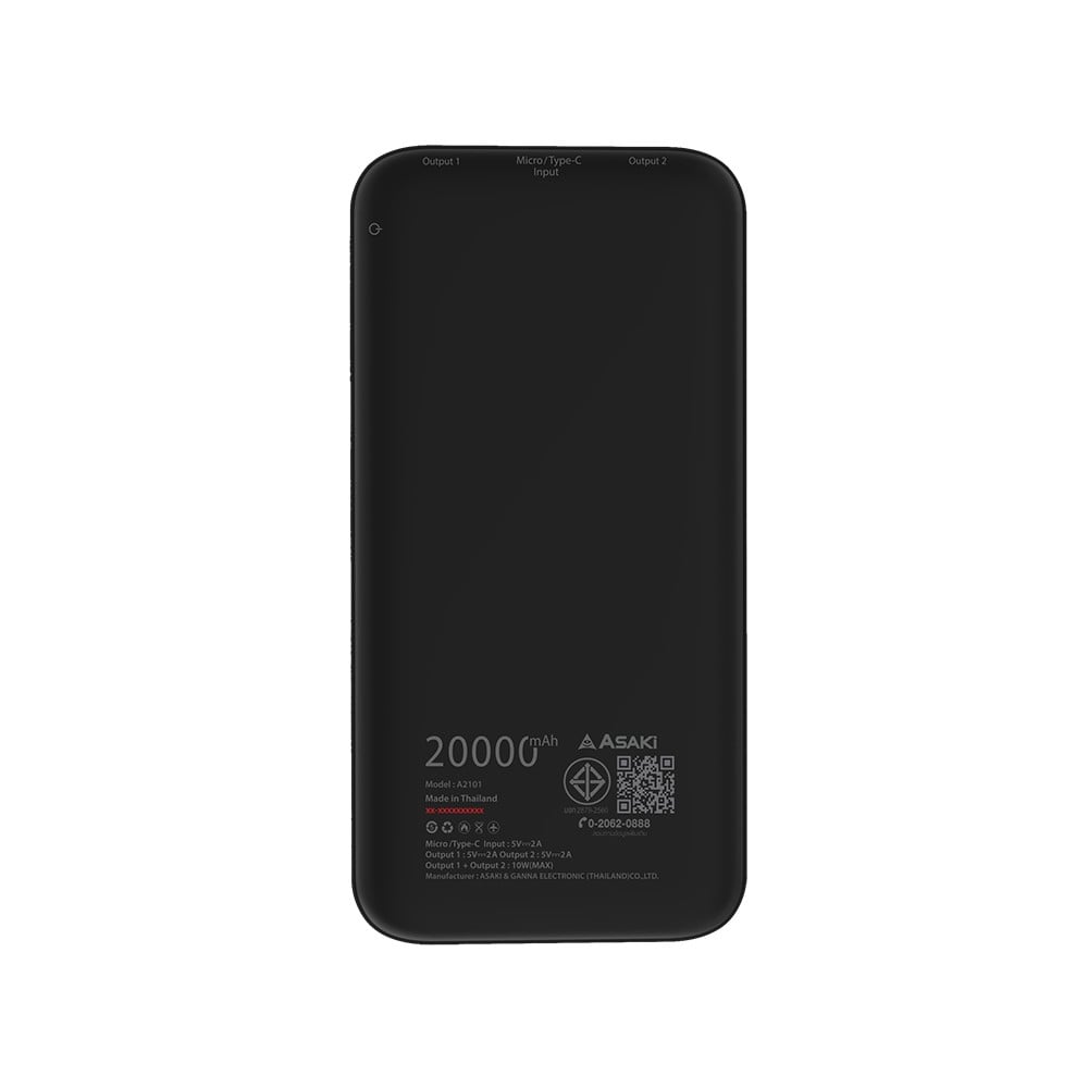 พาวเวอร์แบงค์ ASAKI 20,000 mAh A-B3523 Black