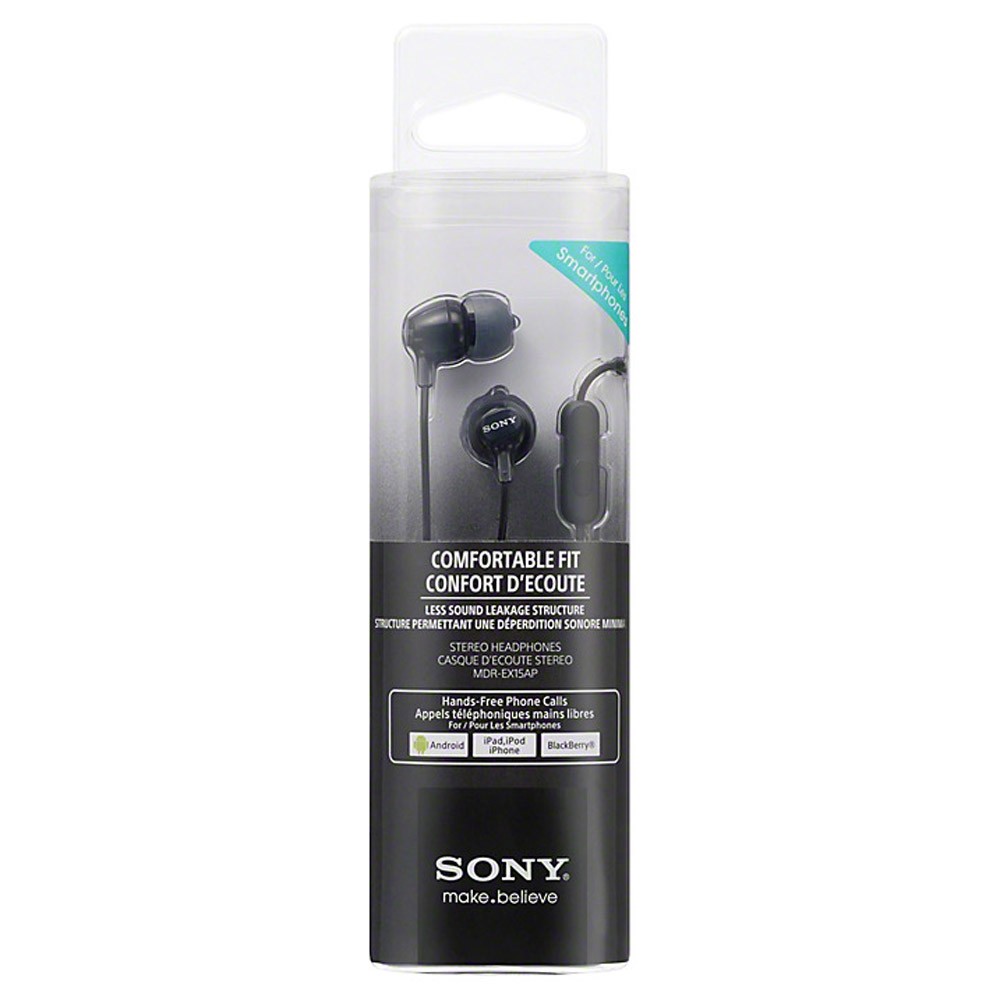 หูฟัง Sony In Ear with Mic. MDR EX15AP Black