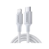 สายชาร์จ Ugreen USB-C to Lightning Cable Nylon 1M. Silver White (70523)