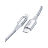 สายชาร์จ Ugreen USB-C to Lightning Cable Nylon 1M. Silver White (70523)
