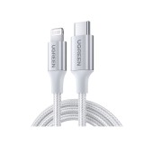 สายชาร์จ Ugreen USB-C to Lightning Cable Nylon 2M. Silver White (70525)