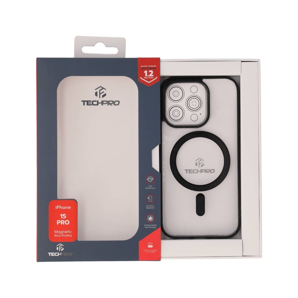 เคส TECHPRO iPhone 15 Pro with Magnetic Black Shading bumper