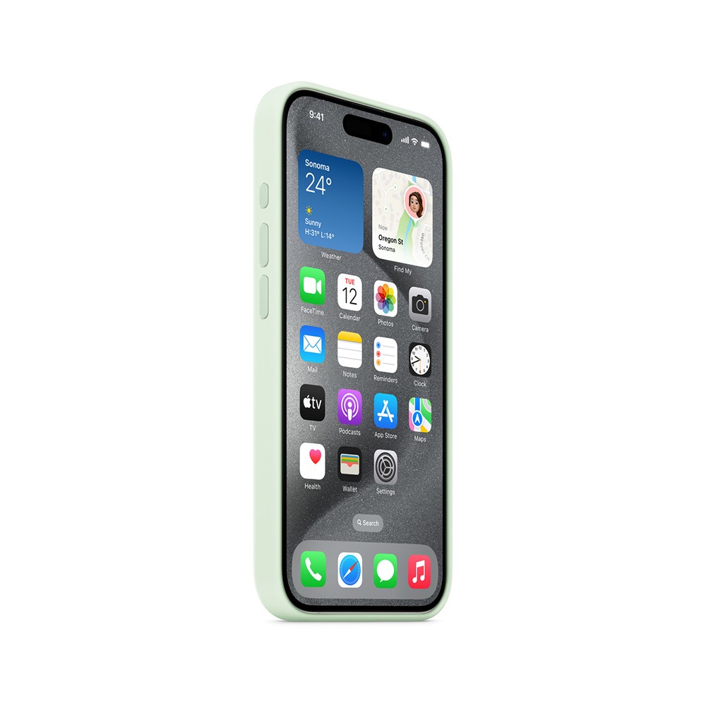Apple iPhone 15 Pro Silicone Case with MagSafe - Soft Mint