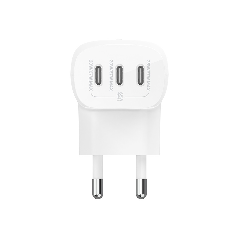 อะแดปเตอร์ Belkin Wall USB Charger 3 USB-C (PD67W) White (WCC002thWH) (TISI)
