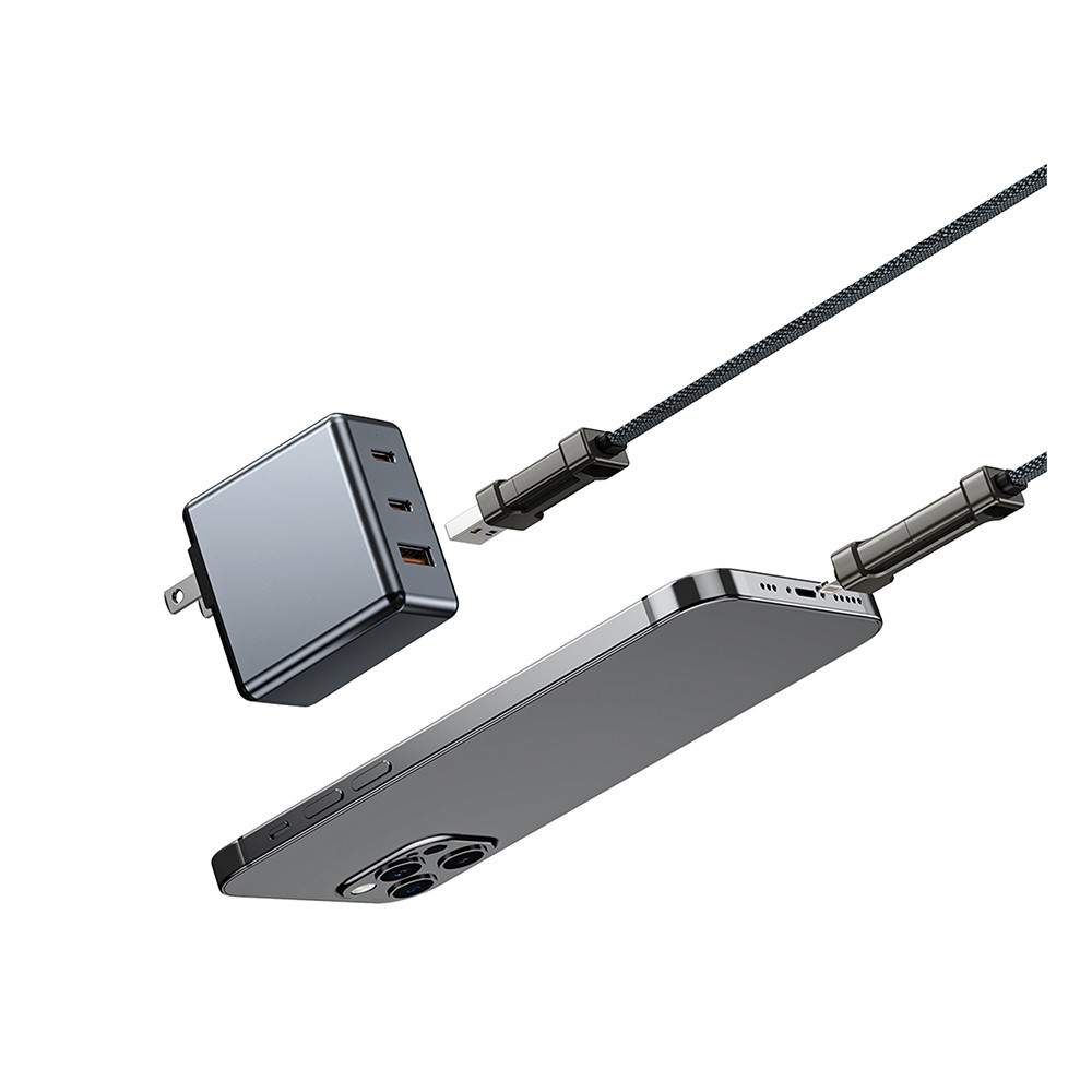 สายชาร์จ ALPHA.X 4-in-1 Multifunctional Cable 65W Fast Charge & Data 1M. Black (AL-4in1-06)