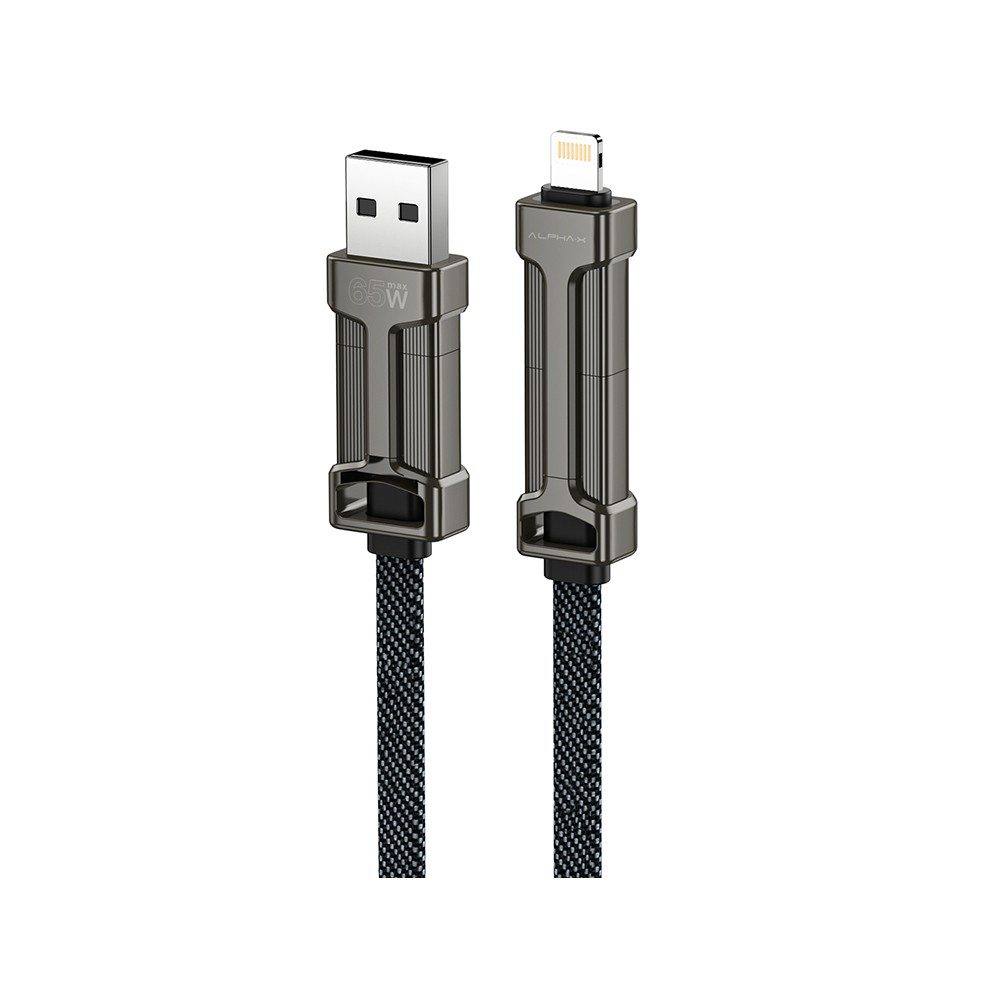 สายชาร์จ ALPHA.X 4-in-1 Multifunctional Cable 65W Fast Charge & Data 1M. Black (AL-4in1-06)