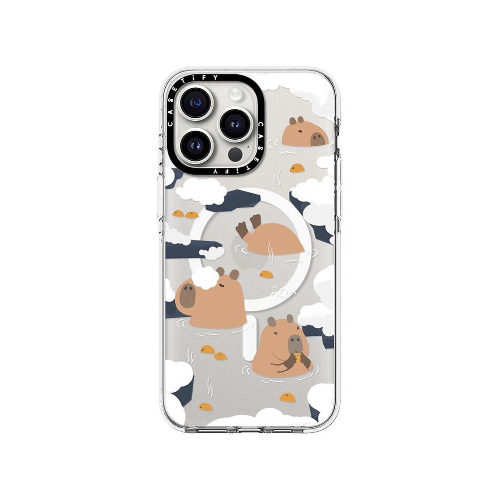 เคส Casetify iPhone 15 Pro Max with MagSafe Clear Case Floating Capybara
