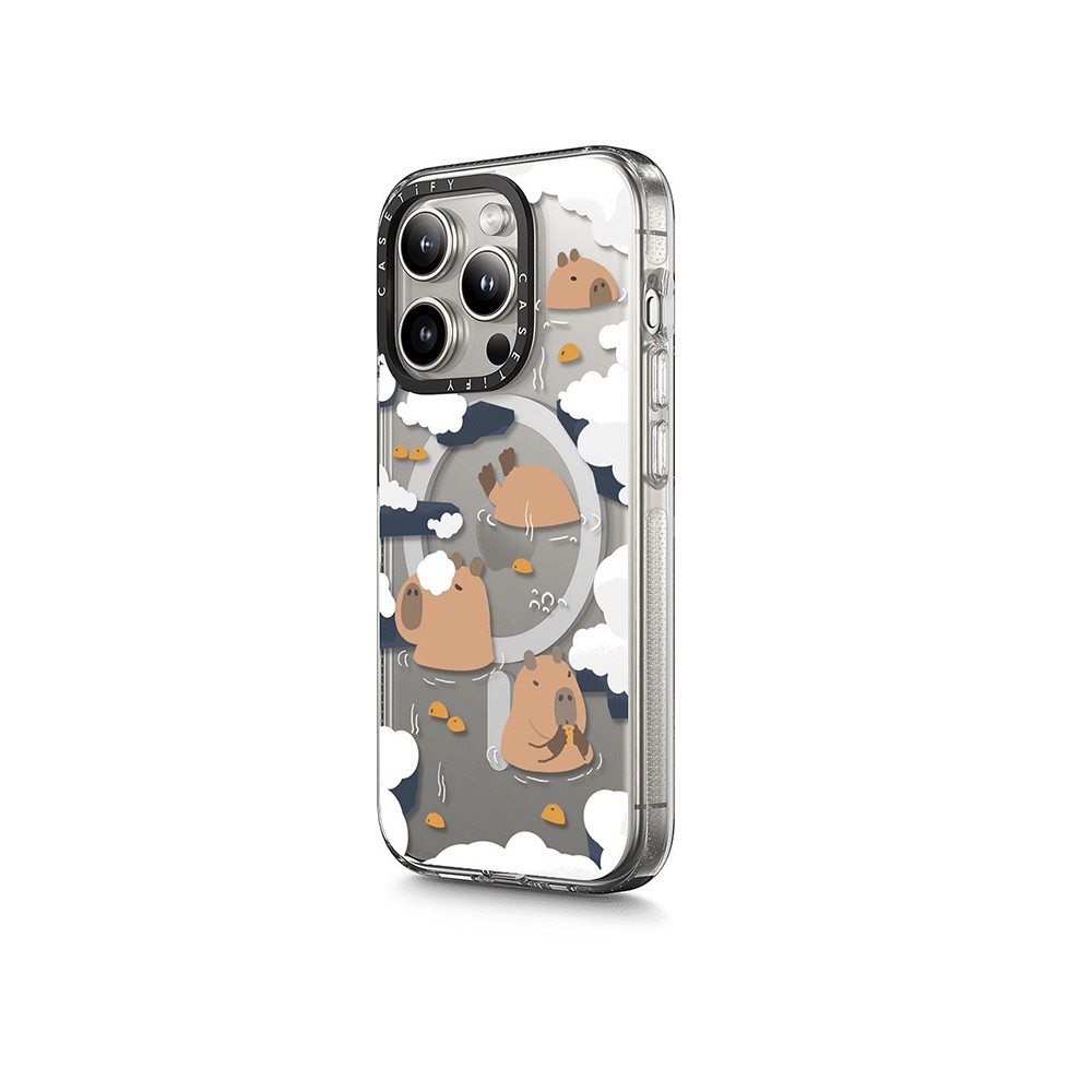 เคส Casetify iPhone 15 Pro Max with MagSafe Clear Case Floating Capybara