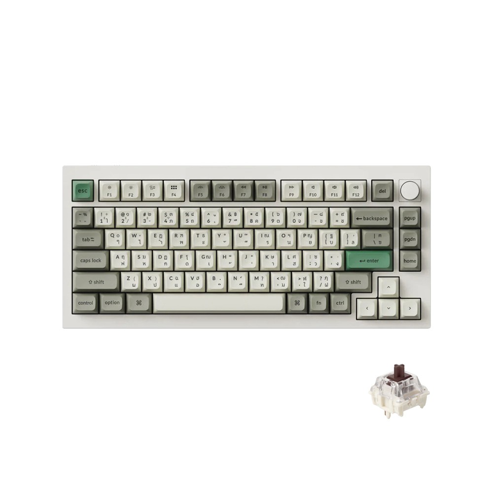 คีย์บอร์ดเกมมิ่ง Keychron Q1 Max Swappable RGB Backlight Knob Version White - Brown Switch