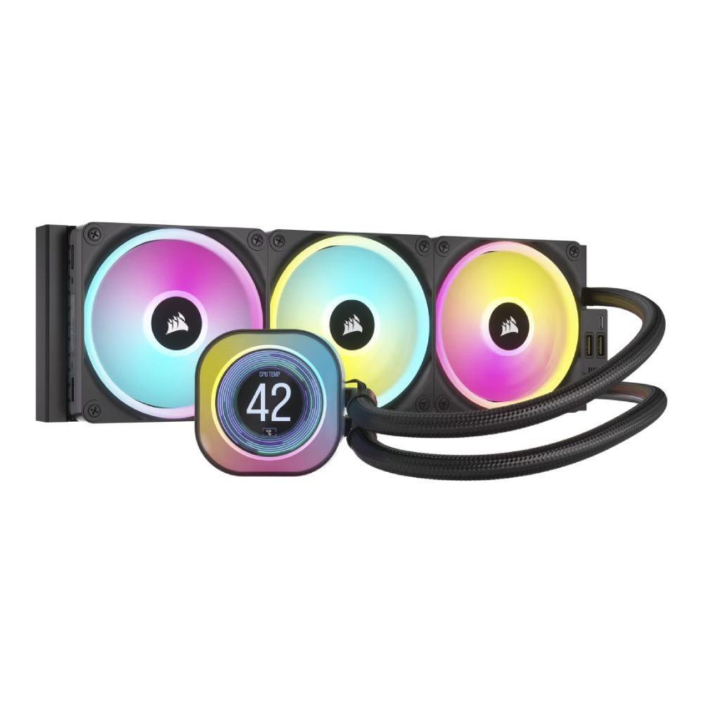 ชุดระบายความร้อนซีพียู Corsair iCUE LINK H150i LCD Liquid CPU Cooler Black (CW-9061008-WW)