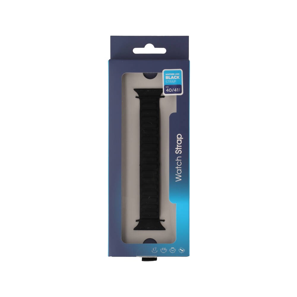 Blue Box สาย Apple Watch Strap Series 6,7,8,9,SE1,SE2 (40/41mm) Leather Link Black