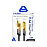 สายชาร์จ ASAKI 4-in-1 Multifunctional Cable 3.1A/65W/27W Fast Charge & Data 1.2M. Yellow (A-2372)