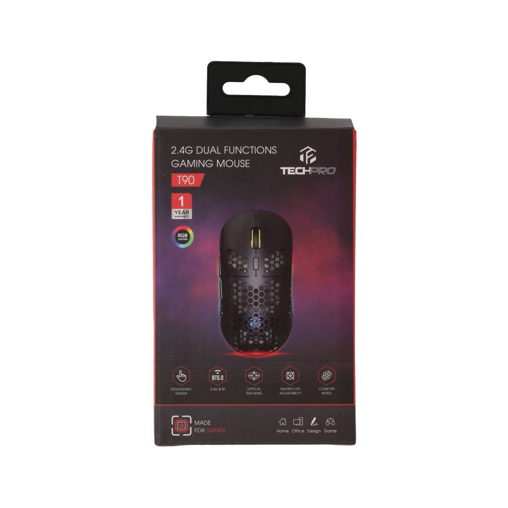 เมาส์เกมมิ่ง TECHPRO RGB Colors T90 Black