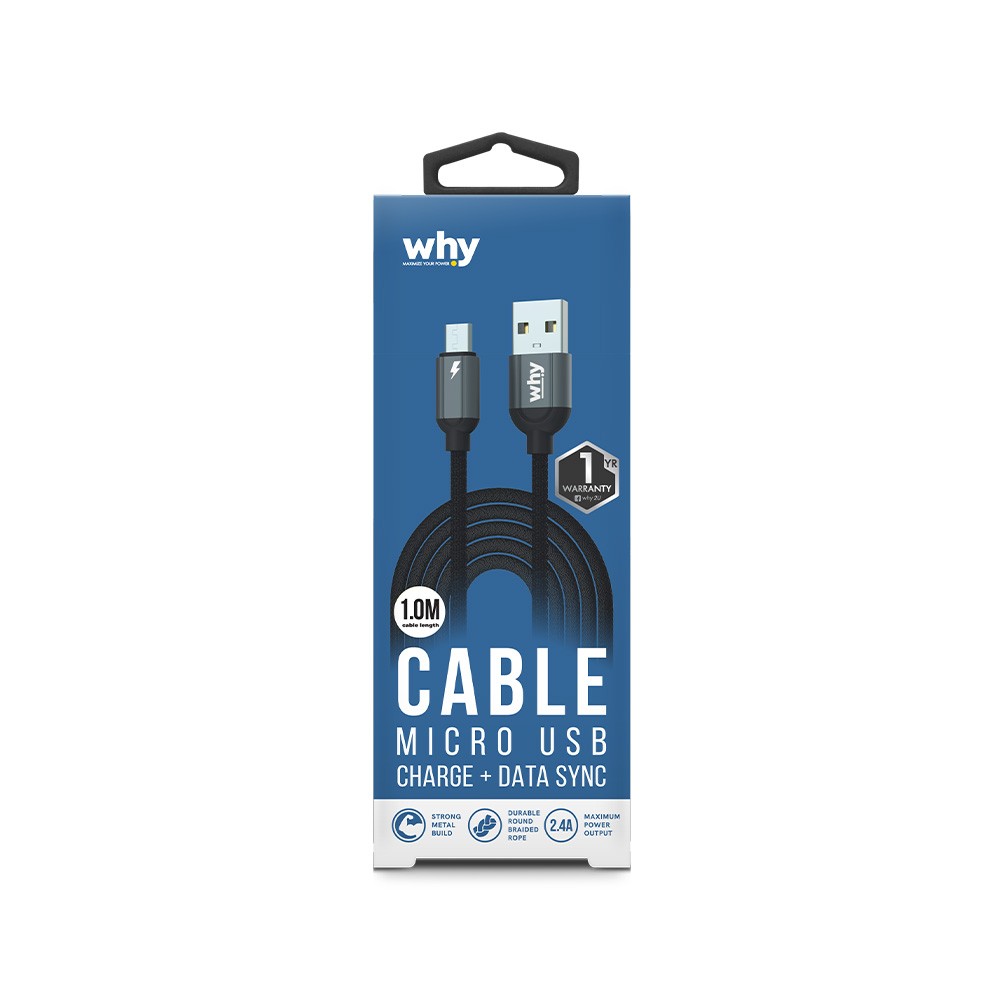 สายชาร์จ WHY Micro USB 1 เมตร (UC-1231A) Gray