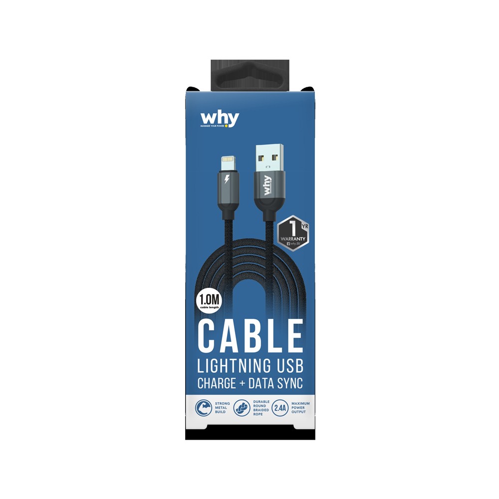สายชาร์จ WHY USB-A to Lightning Cable Alpha 1M. Gray (UC-1231B)