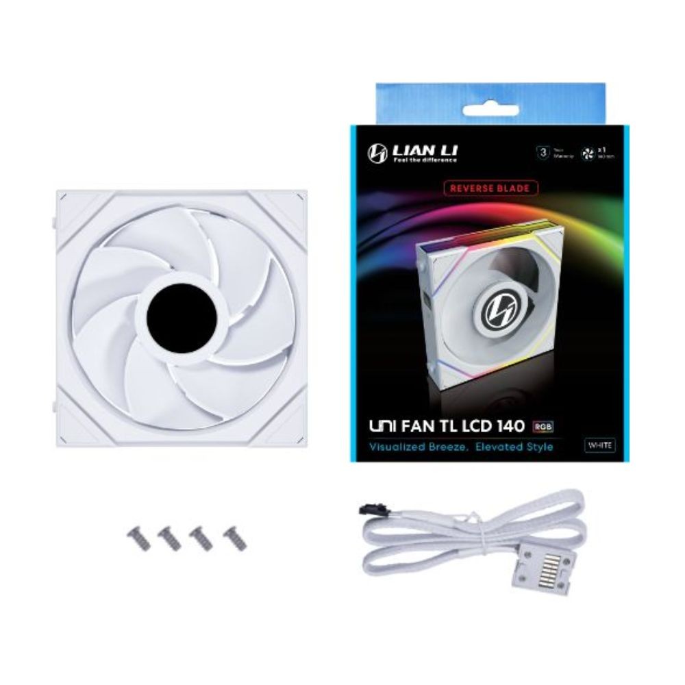 พัดลมคอม Lian Li UNI FAN TL LCD 120 Reverse Blade White (LIAN LI-12RTLLCD1W)