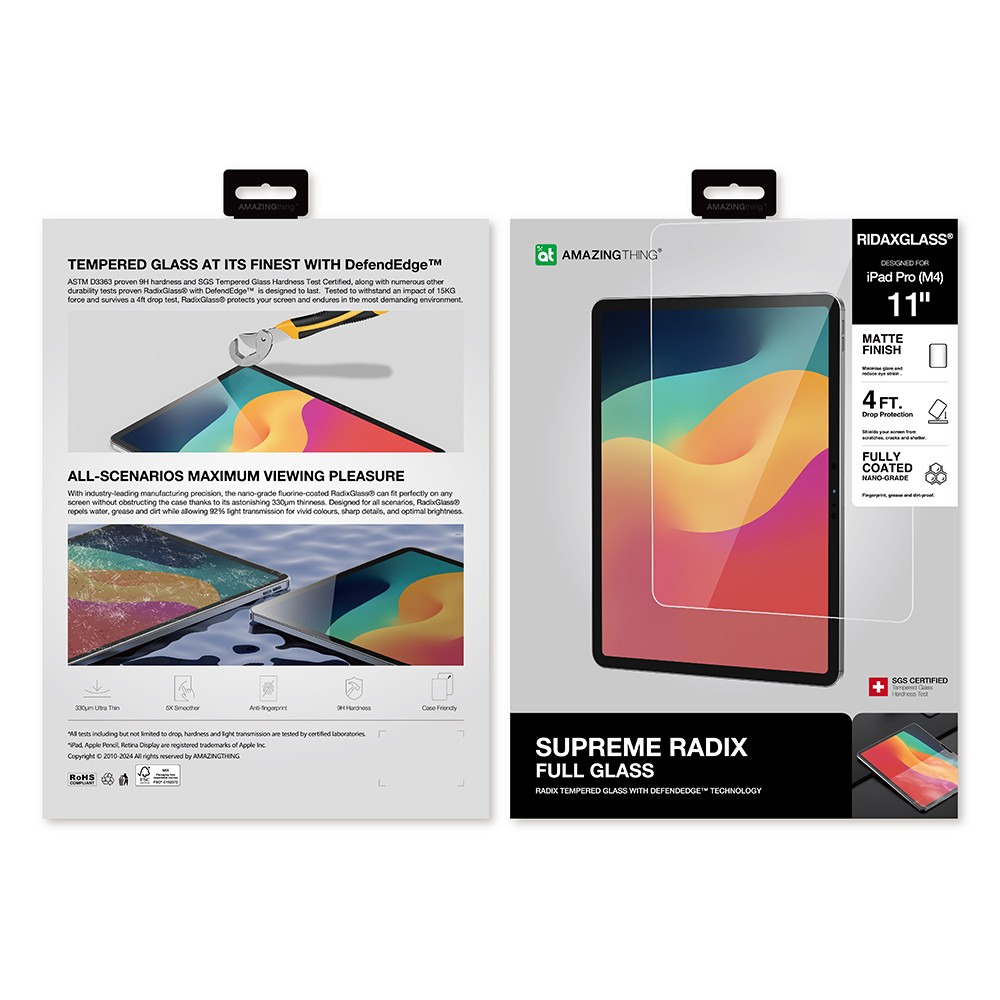 ฟิล์มกันรอย AMAZINGthing Tempered Glass iPad Pro 11" M4 (2024) Matte Radix