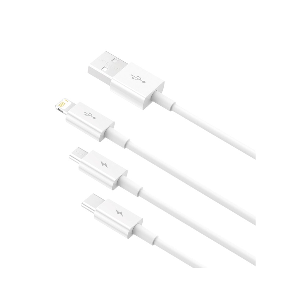 สายชาร์จ Baseus 3-in-1 Multifunctional Cable 3.1A Fast Charge & Data 1M. White (P10320105221-00)