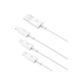 สายชาร์จ Baseus 3-in-1 Multifunctional Cable 3.1A Fast Charge & Data 1M. White (P10320105221-00)